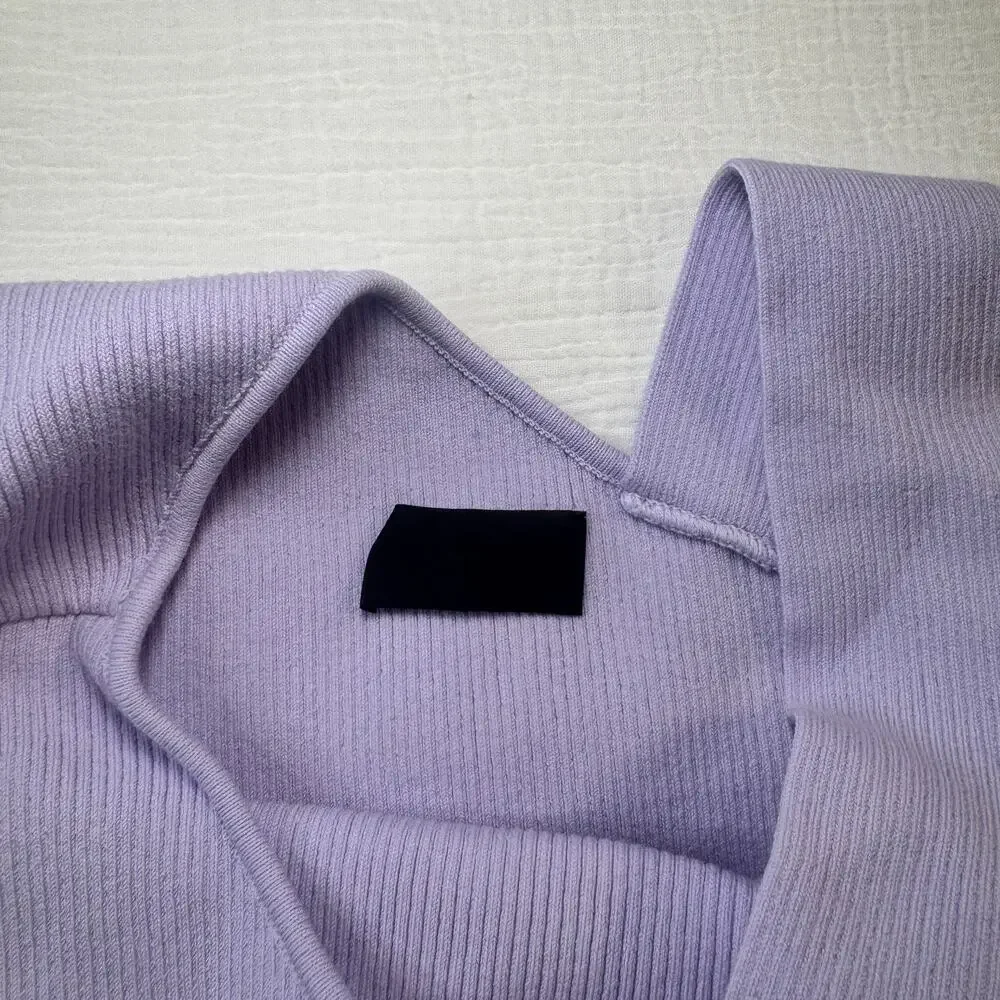 DSTLD Asymmetrical Ribbed Knit Tank Top Lilac Purple Lavender Women’s Medium - Picture 13 of 13